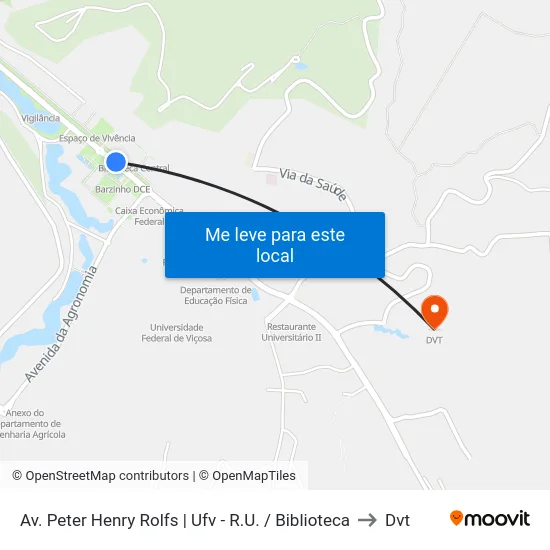 Av. Peter Henry Rolfs | Ufv - R.U. / Biblioteca to Dvt map