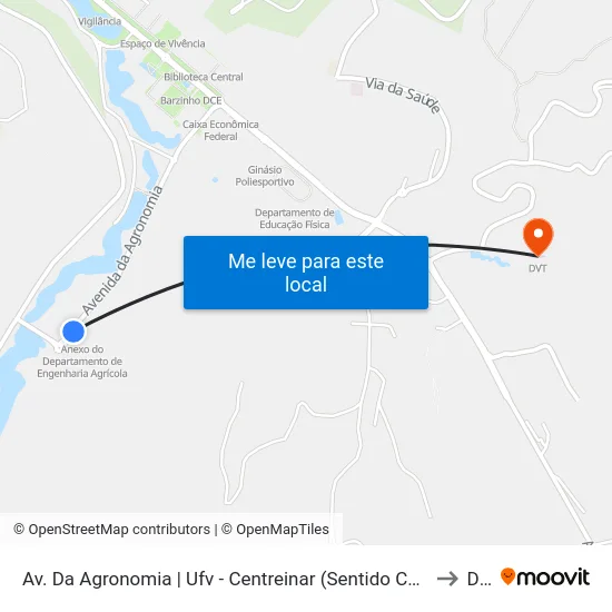 Av. Da Agronomia | Ufv - Centreinar (Sentido Campus) to Dvt map
