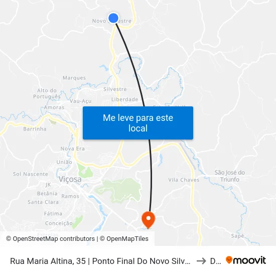 Rua Maria Altina, 35 | Ponto Final Do Novo Silvestre to Dvt map