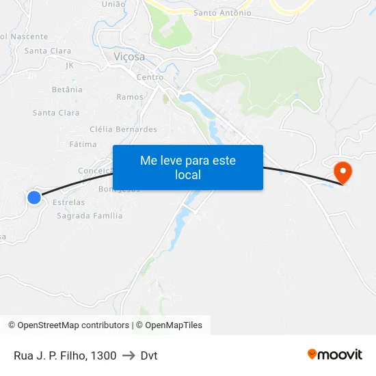 Rua J. P. Filho, 1300 to Dvt map