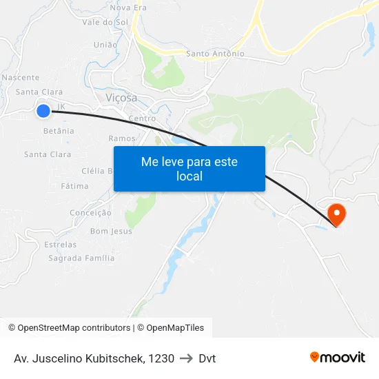 Av. Juscelino Kubitschek, 1230 to Dvt map