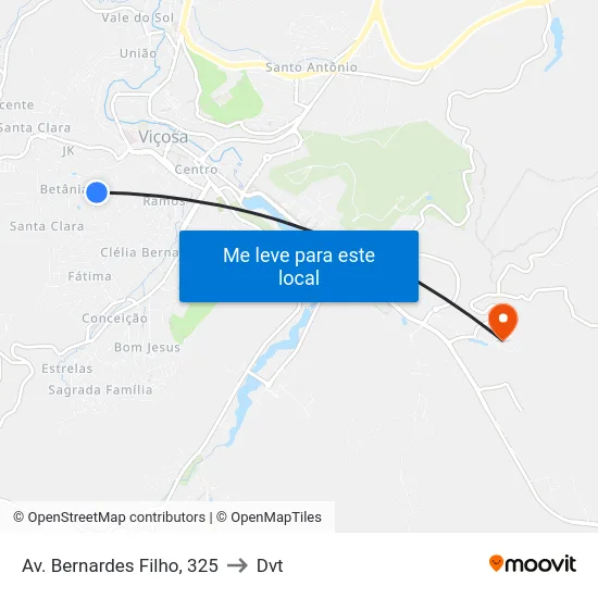 Av. Bernardes Filho, 325 to Dvt map