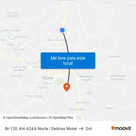 Br-120, Km 624,6 Norte | Delirius Motel to Dvt map