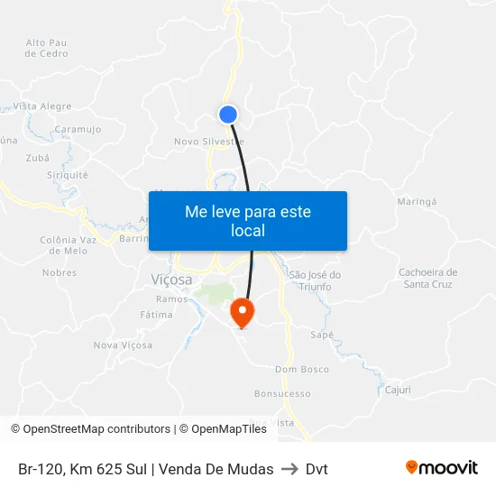 Br-120, Km 625 Sul | Venda De Mudas to Dvt map
