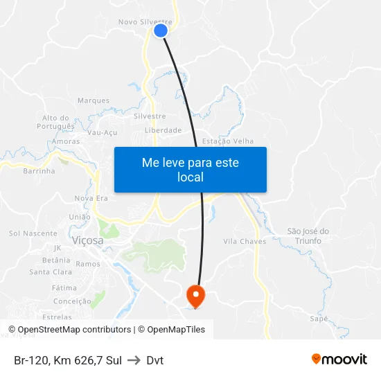 Br-120, Km 626,7 Sul to Dvt map