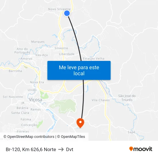Br-120, Km 626,6 Norte to Dvt map