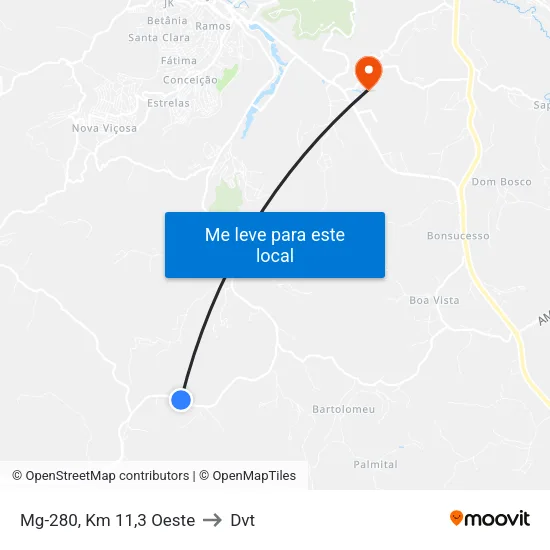 Mg-280, Km 11,3 Oeste to Dvt map