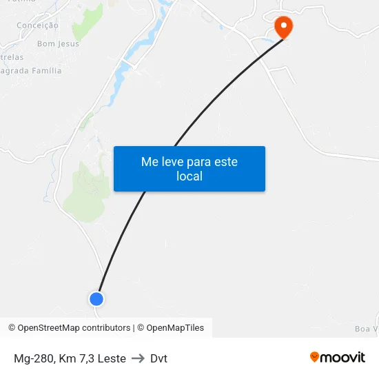 Mg-280, Km 7,3 Leste to Dvt map