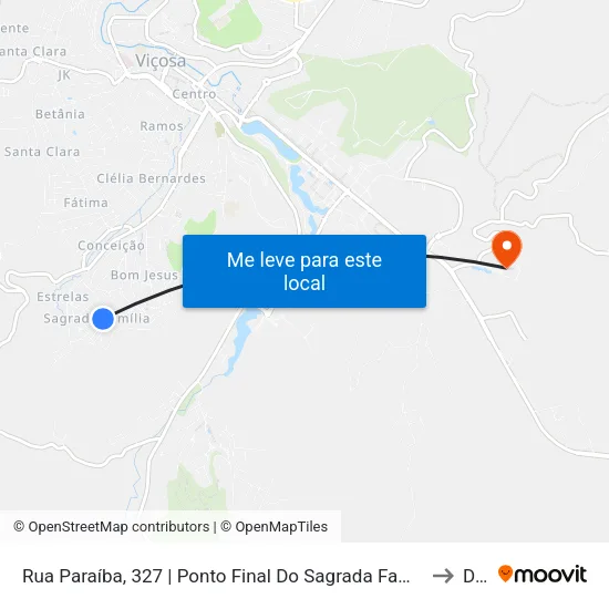 Rua Paraíba, 327 | Ponto Final Do Sagrada Família to Dvt map