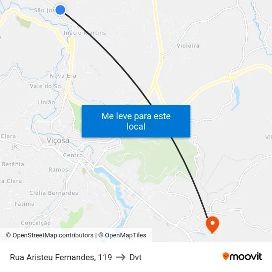 Rua Aristeu Fernandes, 119 to Dvt map