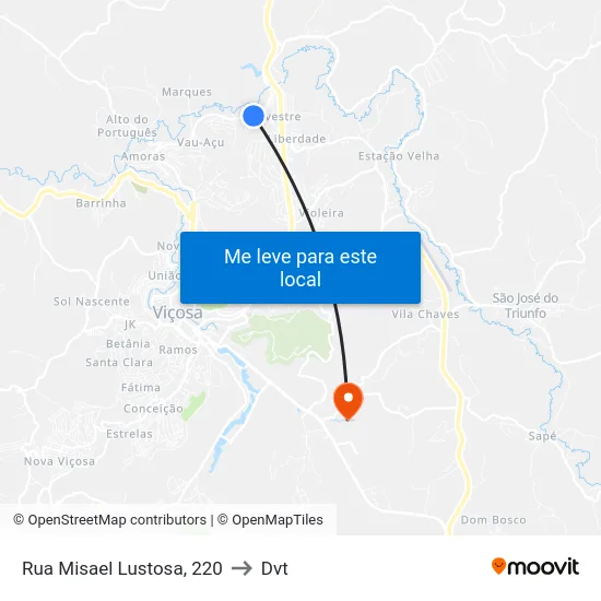 Rua Misael Lustosa, 220 to Dvt map
