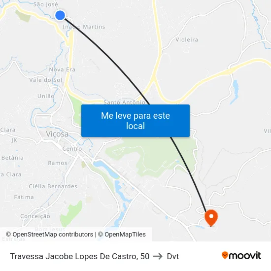 Travessa Jacobe Lopes De Castro, 50 to Dvt map