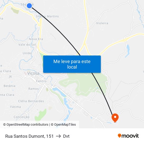 Rua Santos Dumont, 151 to Dvt map