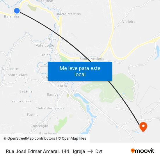 Rua José Edmar Amaral, 144 | Igreja to Dvt map
