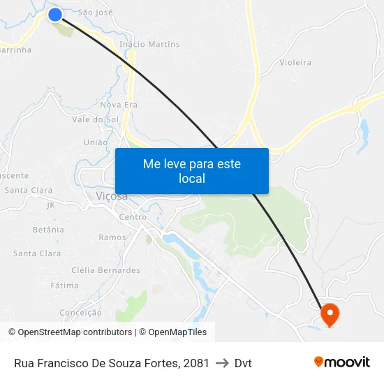 Rua Francisco De Souza Fortes, 2081 to Dvt map