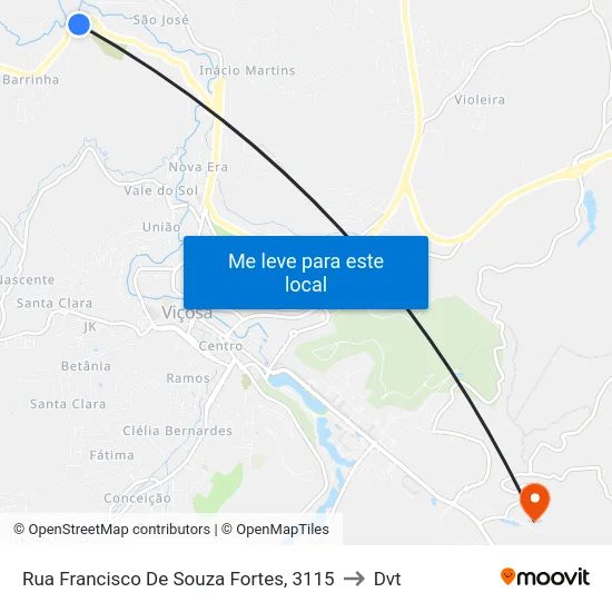 Rua Francisco De Souza Fortes, 3115 to Dvt map
