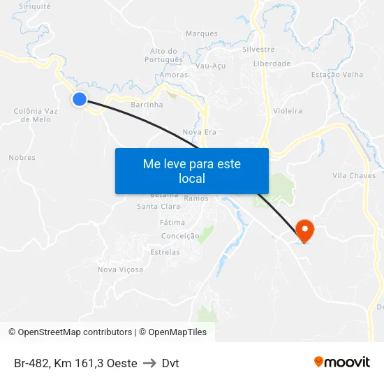 Br-482, Km 161,3 Oeste to Dvt map