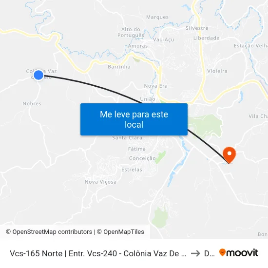 Vcs-165 Norte | Entr. Vcs-240 - Colônia Vaz De Melo to Dvt map