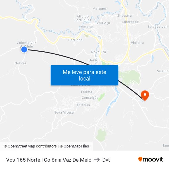 Vcs-165 Norte | Colônia Vaz De Melo to Dvt map