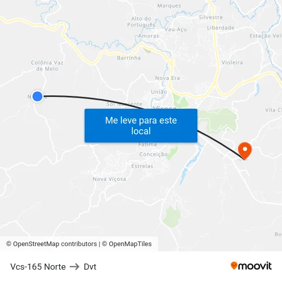 Vcs-165 Norte to Dvt map
