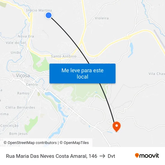 Rua Maria Das Neves Costa Amaral, 146 to Dvt map