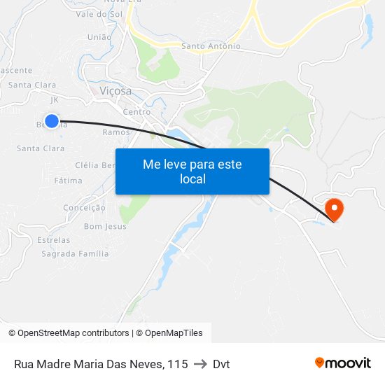 Rua Madre Maria Das Neves, 115 to Dvt map