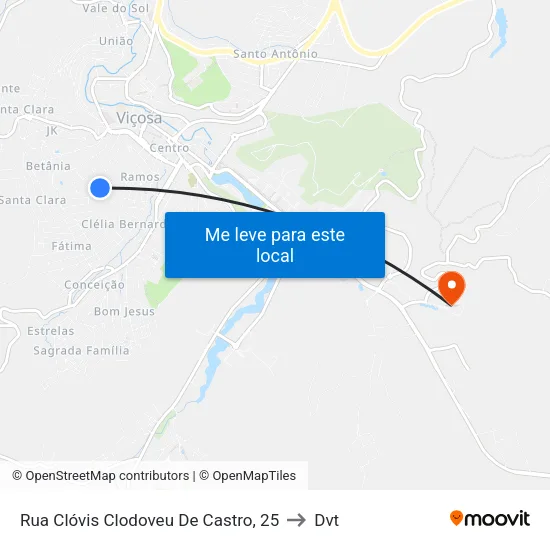 Rua Clóvis Clodoveu De Castro, 25 to Dvt map