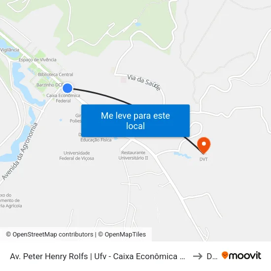 Av. Peter Henry Rolfs | Ufv - Caixa Econômica Federal to Dvt map
