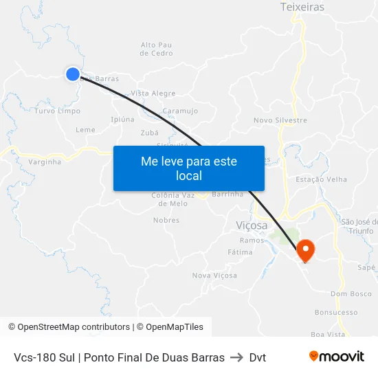 Vcs-180 Sul | Ponto Final De Duas Barras to Dvt map