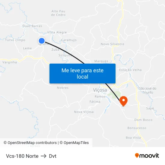 Vcs-180 Norte to Dvt map