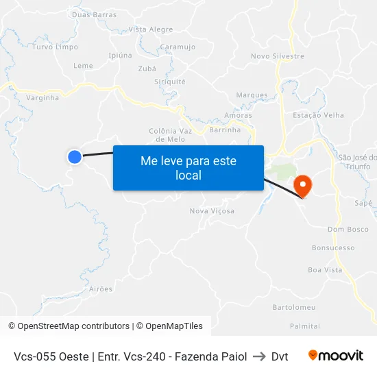 Vcs-055 Oeste | Entr. Vcs-240 - Fazenda Paiol to Dvt map