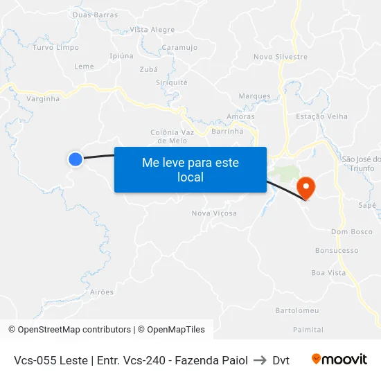 Vcs-055 Leste | Entr. Vcs-240 - Fazenda Paiol to Dvt map