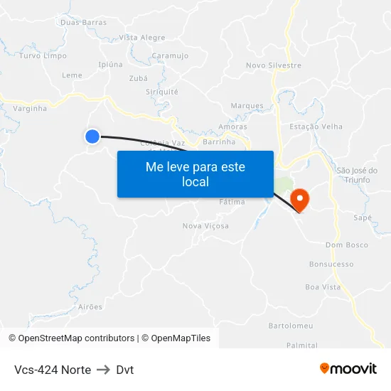 Vcs-424 Norte to Dvt map