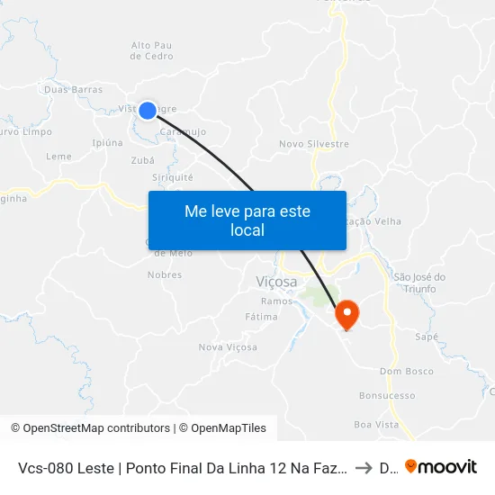 Vcs-080 Leste | Ponto Final Da Linha 12 Na Fazenda Arruda to Dvt map