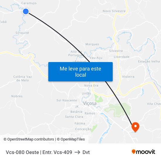 Vcs-080 Oeste | Entr. Vcs-409 to Dvt map