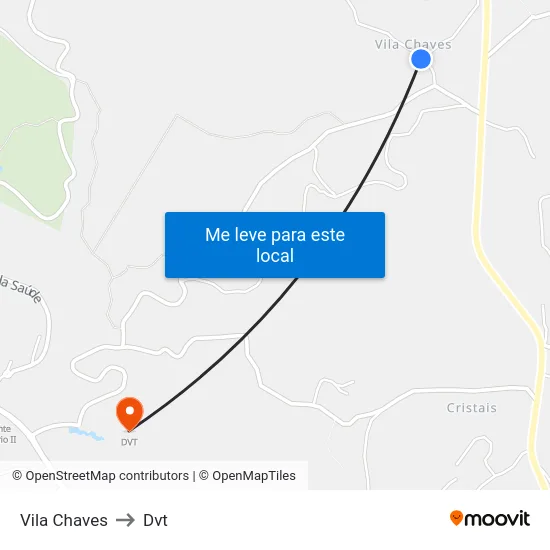 Vila Chaves to Dvt map