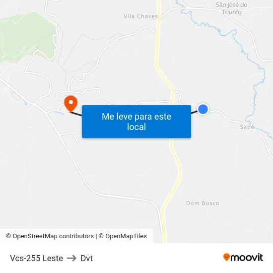 Vcs-255 Leste to Dvt map