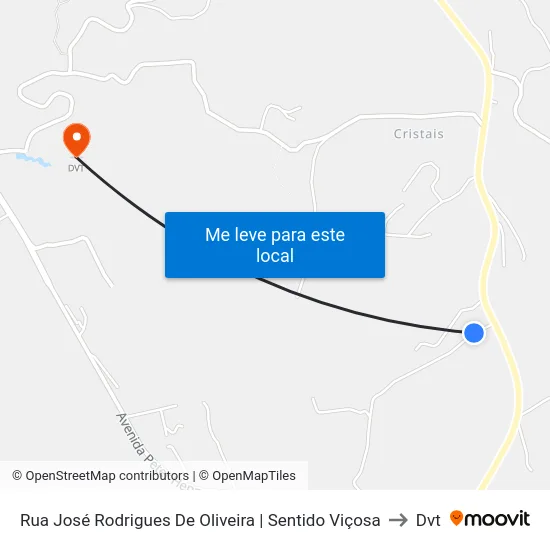 Rua José Rodrigues De Oliveira | Sentido Viçosa to Dvt map