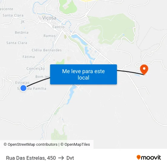 Rua Das Estrelas, 450 to Dvt map
