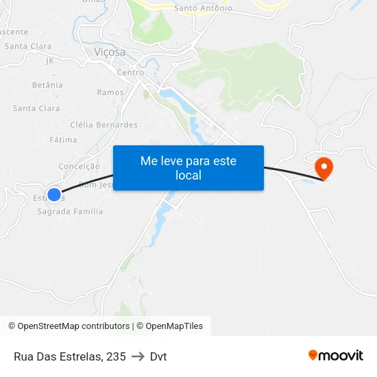 Rua Das Estrelas, 235 to Dvt map