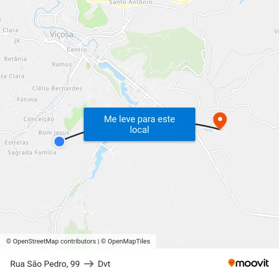 Rua São Pedro, 99 to Dvt map