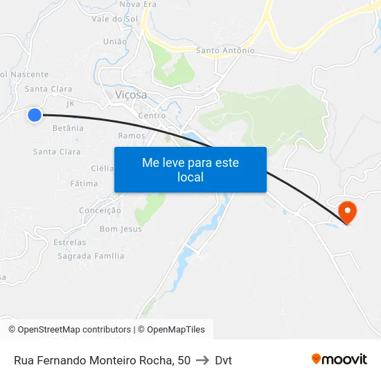 Rua Fernando Monteiro Rocha, 50 to Dvt map