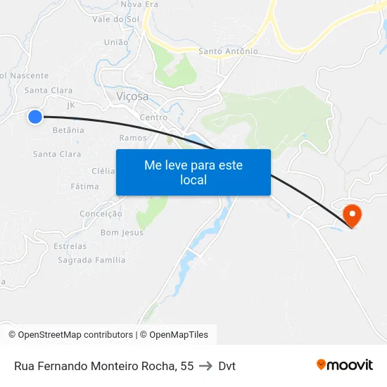Rua Fernando Monteiro Rocha, 55 to Dvt map