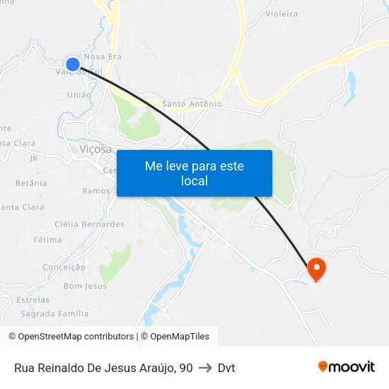 Rua Reinaldo De Jesus Araújo, 90 to Dvt map