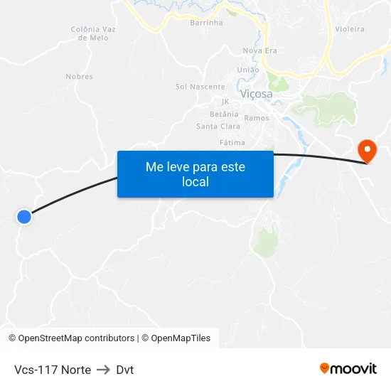 Vcs-117 Norte to Dvt map