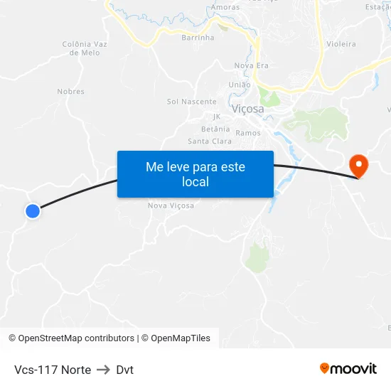 Vcs-117 Norte to Dvt map