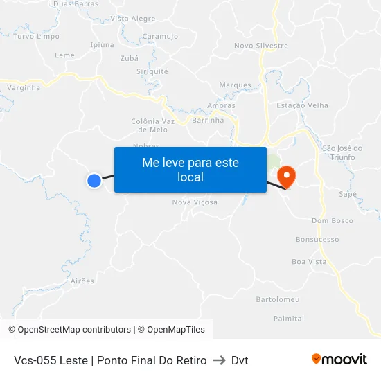 Vcs-055 Leste | Ponto Final Do Retiro to Dvt map
