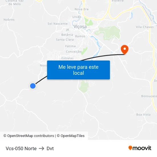Vcs-050 Norte to Dvt map