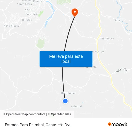 Estrada Para Palmital, Oeste to Dvt map