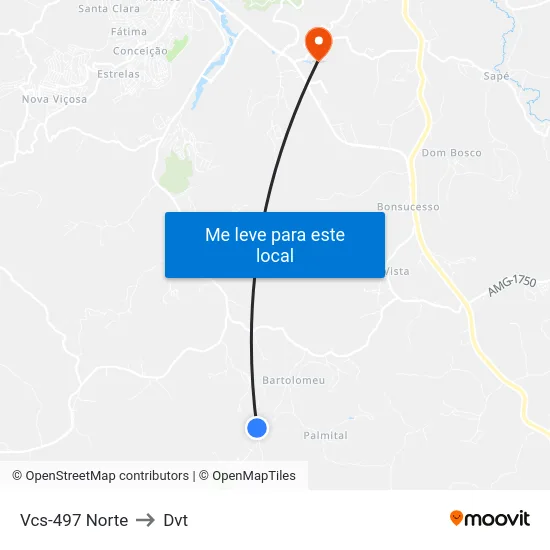 Vcs-497 Norte to Dvt map